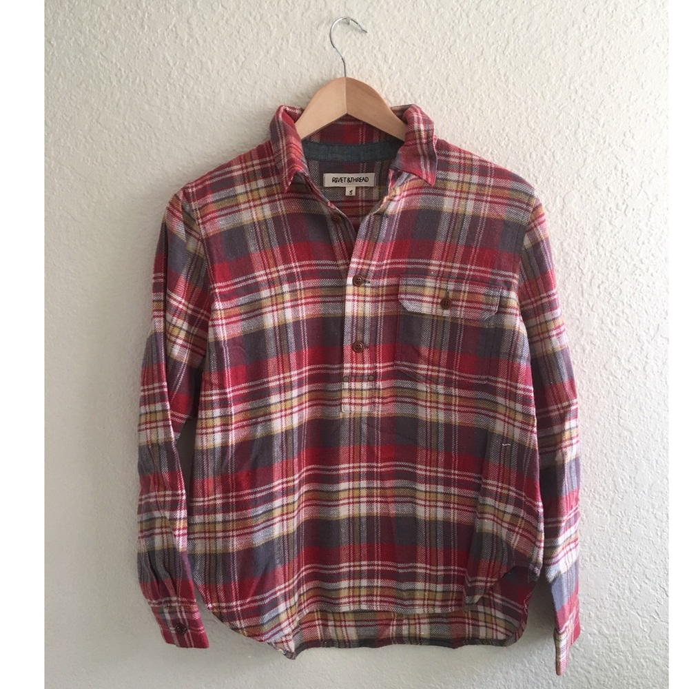 Rivet and Thread plaid popover flannel shirt
